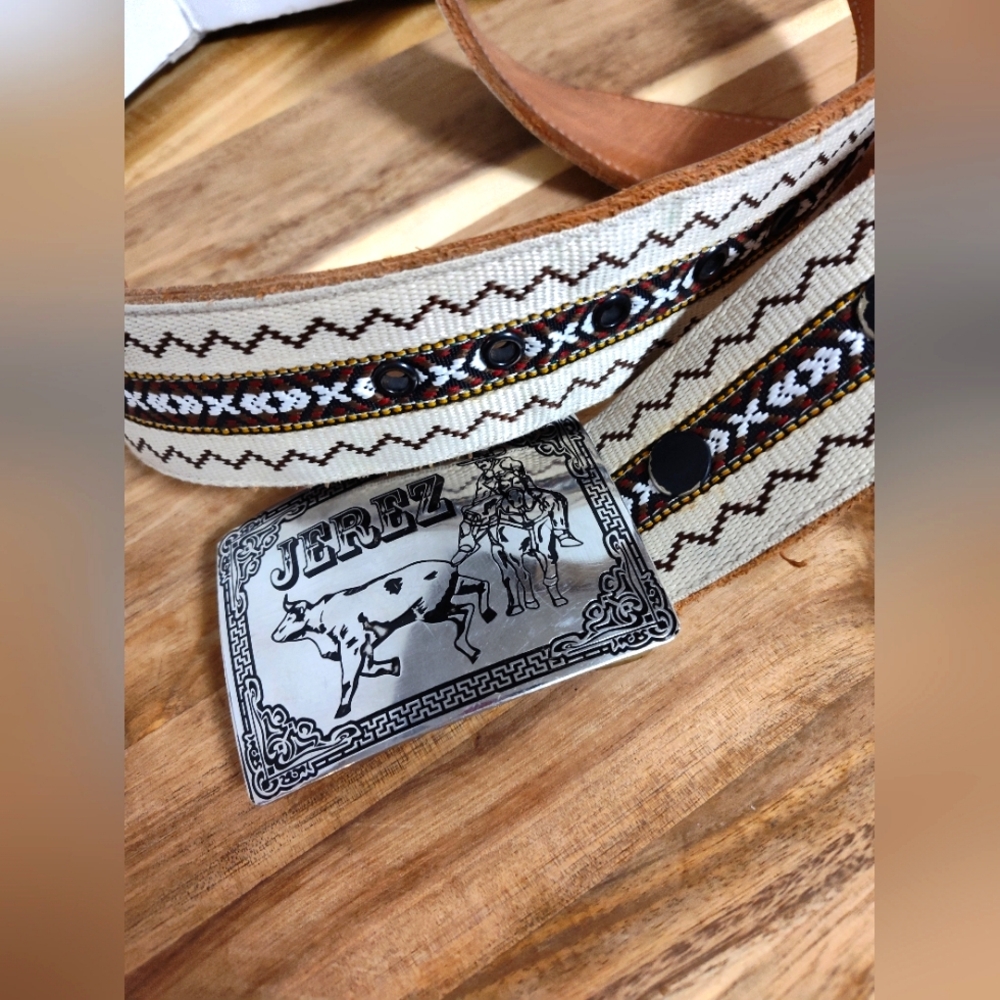 Woven Leather Belt And Buckle Gorgeous Sz 34 Great Used Jerez Mexico …